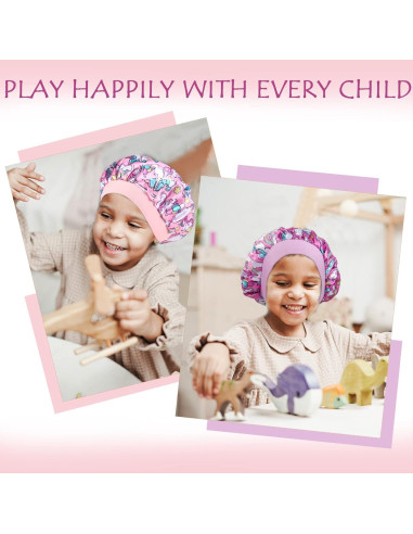 4 Bonetes de Seda para Niñas Selalu - Gorro de Dormir Ajustable