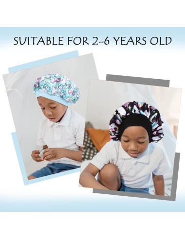 4 Bonetes de Seda para Niñas Selalu - Gorro de Dormir Ajustable
