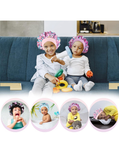 4 Bonetes de Seda para Niñas Selalu - Gorro de Dormir Ajustable