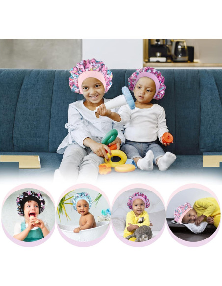 4 Bonetes de Seda para Niñas Selalu - Gorro de Dormir Ajustable