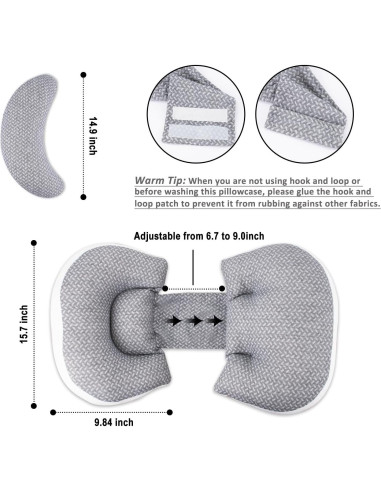 Almohada de Embarazo Chilling Home Cuña Ajustable Gris 71x40cm