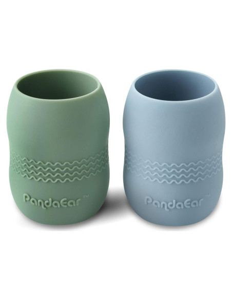 Taza de Silicona PandaEar para Bebé 2 Piezas Azul/Verde