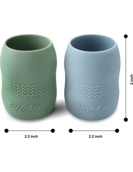 Taza de Silicona PandaEar para Bebé 2 Piezas Azul/Verde
