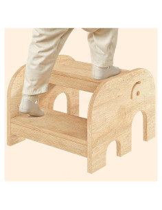 Taburete para Niños HOOBRO Elefante Madera Natural 39x36x28cm