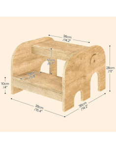 Taburete para Niños HOOBRO Elefante Madera Natural 39x36x28cm 2