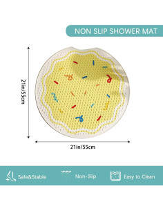 Tapete de Baño Antideslizante Beciway Amarillo 53 cm Redondo 2