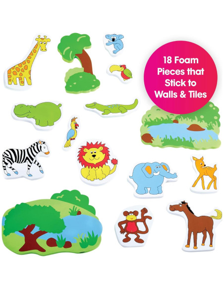 Juego de Baño Edushape Diversión en la Selva - 18 Piezas de Espuma