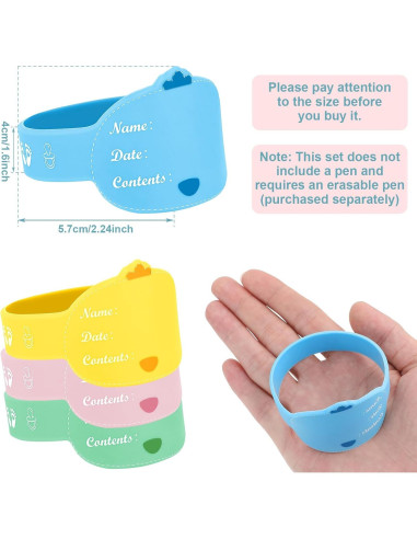 Etiquetas de Silicona para Biberones 12 Piezas Reutilizables