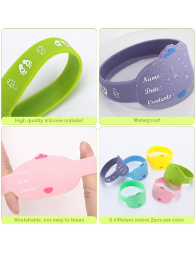 Etiquetas de Silicona para Biberones 12 Piezas Reutilizables