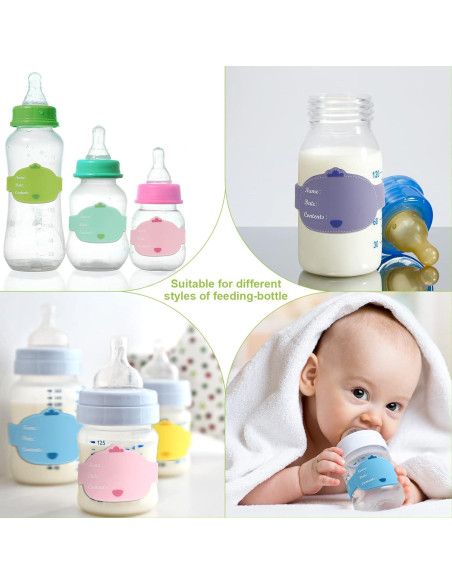 Etiquetas de Silicona para Biberones 12 Piezas Reutilizables