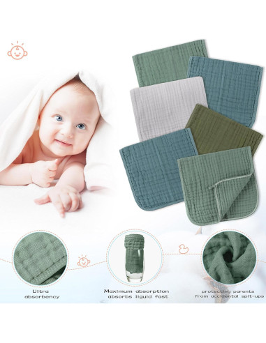 20 Pañales de Eructo Buryeah 50x25 cm Algodón Absorbente