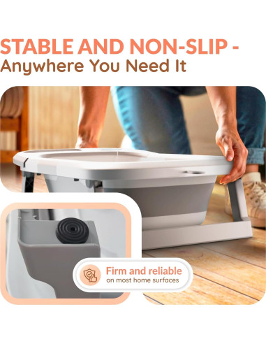 Bañera Plegable para Bebés Gris con Termómetro y Drenaje