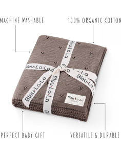 Manta Pointelle Orgánica Bleu La La 100% Algodón para Bebés 2