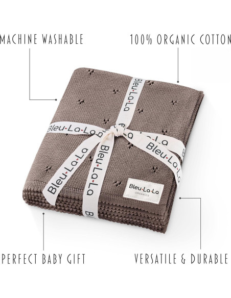 Manta Pointelle Orgánica Bleu La La 100% Algodón para Bebés Manta Pointelle Orgánica Bleu La La 100% Algodón para Bebés