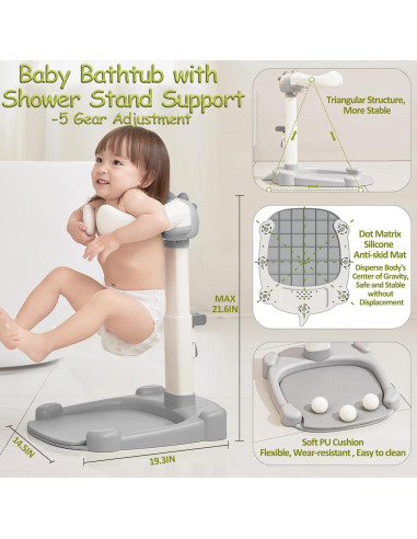 Soporte de Ducha para Bebés Verde Ajustable Antipellizco