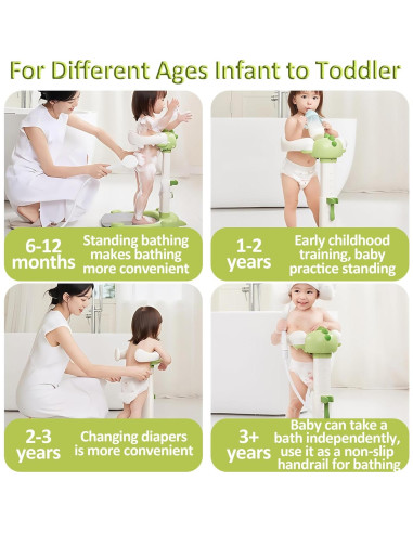 Soporte de Ducha para Bebés Verde Ajustable Antipellizco