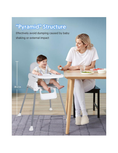 Silla Alta 3 en 1 Bellababy Ajustable para Bebés y Niños