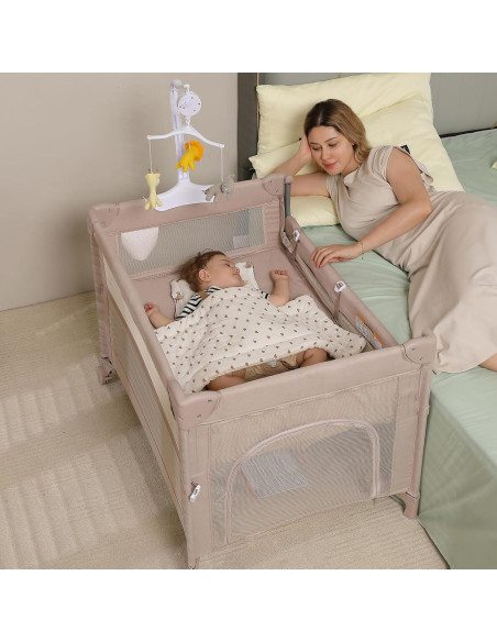 Cuna de Viaje 5 en 1 Jekeu, Parque Infantil Plegable Champán