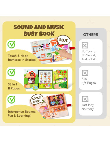 Libro Ocupado Montessori Goli Toys con Sonido 23.5x18.5cm