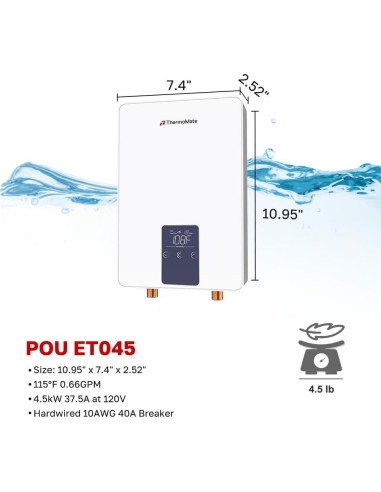 Calentador de Agua Eléctrico ThermoMate 4.5kW 120V Compacto