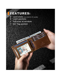 Billetera Bifold de Cuero con Soporte para AirTag - BROSHOPP 2