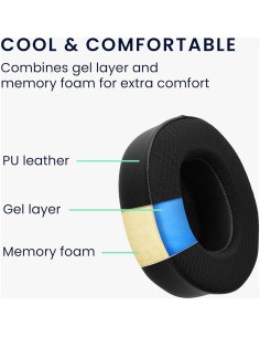 Almohadillas de Repuesto kwmobile para SteelSeries Arctis Nova Pro Wireless - Gel Refrigerante - Negro 2