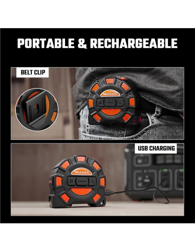 Cinta Métrica Láser 2-en-1 MILESEEY DT11 16 Pies y 131 Pies