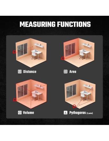 Cinta Métrica Láser 2-en-1 MILESEEY DT11 16 Pies y 131 Pies