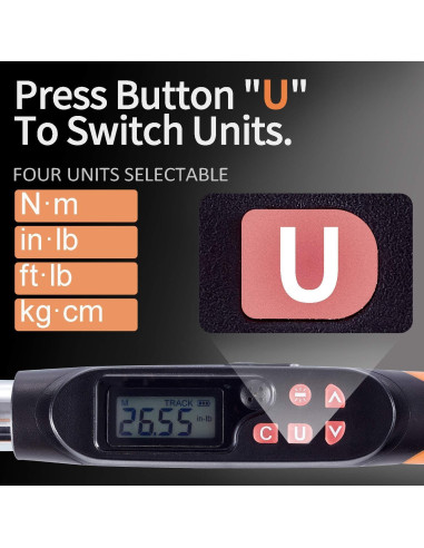 Llave de Torque Digital SOLUDE 1/2" 6.8~135 Nm Portátil