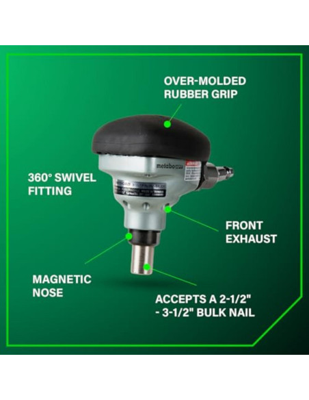 Martillo de Palma Metabo HPT NH90AB 0.59 kg con Nariz Magnética