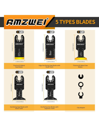 Juego de 22 Hojas de Sierra Oscilante AMZWEI para Bricolaje
