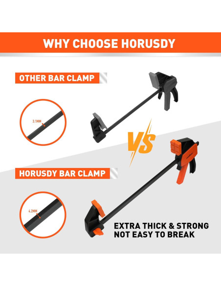 Abrazaderas Rápidas de Carpintería HORUSDY 15.24 cm - 2 Piezas