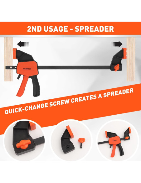 Abrazaderas Rápidas de Carpintería HORUSDY 15.24 cm - 2 Piezas