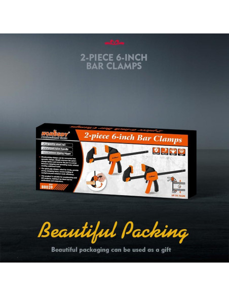 Abrazaderas Rápidas de Carpintería HORUSDY 15.24 cm - 2 Piezas