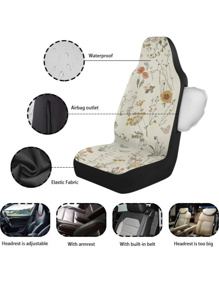 Cubiertas de Asiento de Coche Boho Temdrsuy - 2 Piezas Impermeables