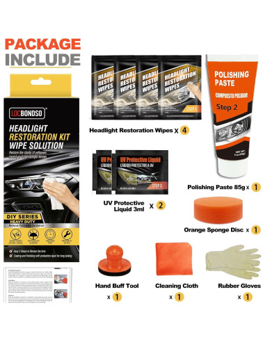 Kit de Restauración de Faros LOCBONDSO - 3 Pasos, 249g