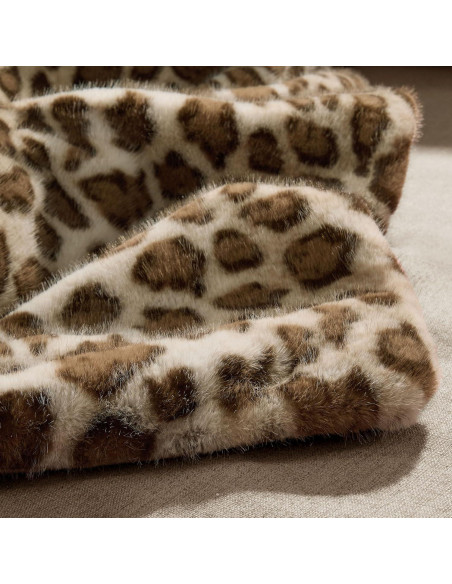 Manta Calentada de Piel Sintética Blunique Leopardo 127x152cm