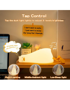 Lámpara Nocturna de Silicona Pato Acostado FAMIDUO Táctil 2