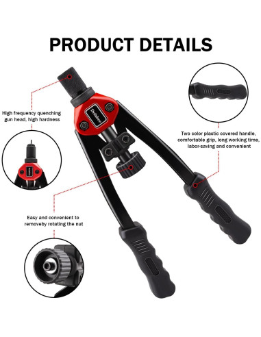 Remachadora de Mano Defabee DE-M6 16" con 7 Mandriles y 70 Piezas