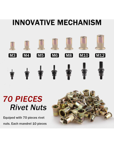 Remachadora de Mano Defabee DE-M6 16" con 7 Mandriles y 70 Piezas