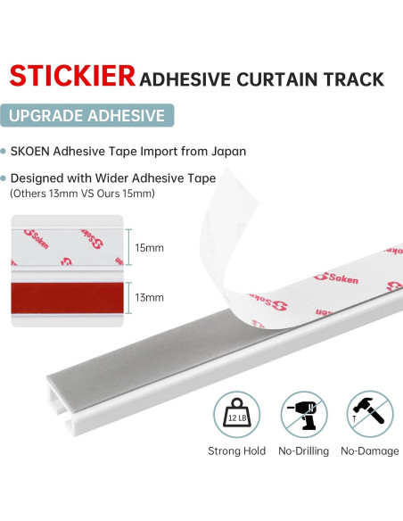 Barra de Cortina Adhesiva TYRON 81.28 cm Sin Taladro