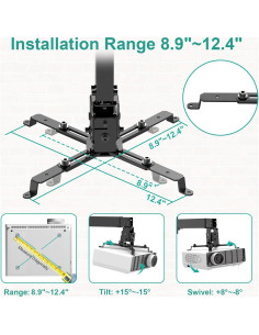 Soporte de Proyector WALI PM-003-B Ajustable Techo/Pared 20kg 2