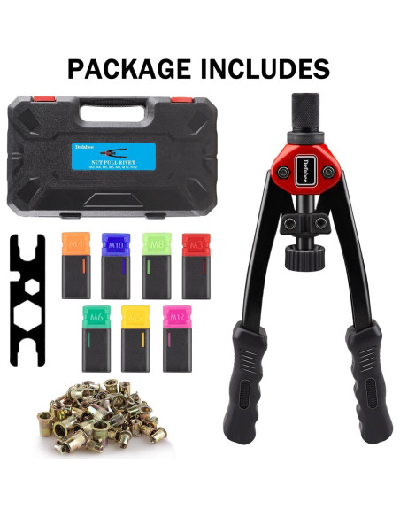 Remachadora de Mano Defabee DE-M6 16" con 7 Mandriles y 70 Piezas