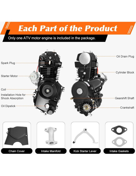 Motor 125CC 4 Tiempos Aongslank para ATV y Go-Karts