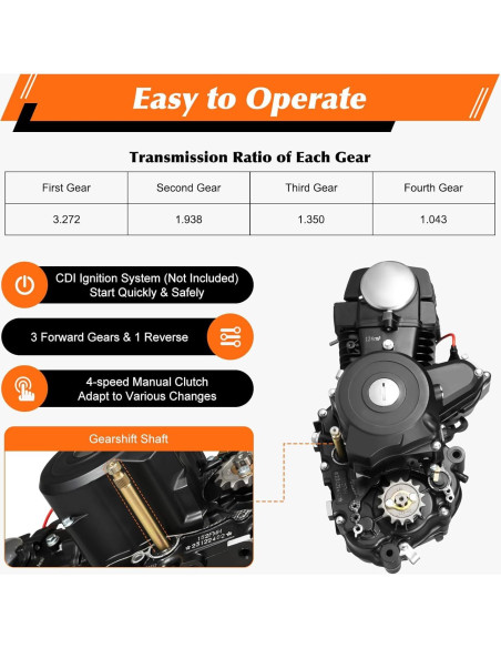 Motor 125CC 4 Tiempos Aongslank para ATV y Go-Karts