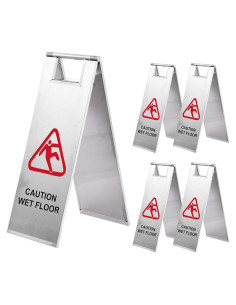 Cartel de Precaución Piso Mojado Genérico 60cm Acero Inoxidable