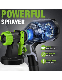 Pulverizador de Pintura WORKPRO 600W HVLP 1300ml 4 Boquillas 2