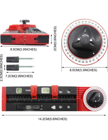 Transportador de Inglete Multifuncional Lionz 36.4 cm con Nivel