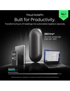 Grabadora de Voz AI Plaud NotePin 64GB, Transcripción 112 Idiomas 2