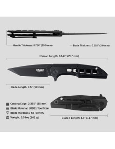 Cuchillo de bolsillo plegable Kaimeisite - Hoja D2 8.89 cm 2